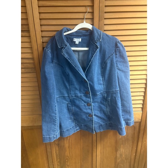 Susan Graver Jackets & Blazers - Susan Graver Denim Blazer Jacket Medium Wash Blue Button Front Womens Size M